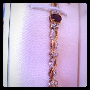 Genuine  amethyst diamond tennis bracelet